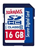 takeMS 88637 SDHC 16GB, Classe 10, Bianco/Rosso/Blu