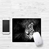 Tappetino Mouse Gaming [32 x 25 cm],Decorazioni in bianco e nero, tigre del Bengala che giace in erb,Con Impermeabile Antiscivolo ...