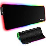 Tappetino Mouse Gaming RGB 900x400x4mm, Tappetino Mouse XXXL con 14 Effetti Luce, Mouse Pad LED Piedini in Gomma Antiscivoloe Superficie ...