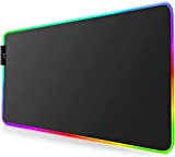 Tappetino per mouse da gioco RGB XXL 900x400 mm - Tappetino per mouse a LED con bordi cuciti resistenti e ...