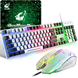 Tastiera e Mouse da Gioco, Layout Italiano QWERTY Gaming Tastiera a Blocchi di Colore Retroilluminato a LED Colore Arcobaleno, Mouse ...