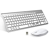 Tastiera Wireless Layout Italiano e Mouse, Fenifox Mouse Tastiera Wireless, Kit Keyboard Mouse Wireless 2.4G, Pulsante Silenzioso, Compatibili Mac/Windows/Tablet-Argento
