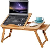 Tavolino da Letto in Bambù per PC Portatile, Tavolino da Letto in bambù supporto regolabile per tablet