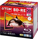 TDK Bluray Disc 25 gb BD-RE rewritable 2x Speed White Printable HD discs 20 pack in Jewel cases (japan import)