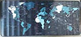 Tech Stor3 Tappetino XXL mappa del mondo blu/verde alta definizione Gaming Mouse pad, 90 x 40 cm, World Map con ...