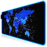 TITANWOLF - RGB Tappetino per Mouse da Gioco XXL - Mouse Pad Gaming - 800x300mm - Global blue11 LED Colori ...
