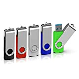 TOPESEL Chiavetta USB 3.0 16GB Pendrive Memoria Stick Pennetta Girevole USB Flash Drive - Confezione da 5 colori misti(Nero Blu ...