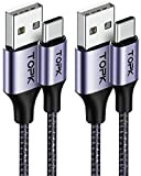 TOPK Cavo USB C, [2Pezzi, 2m] Nylon Intrecciato 3A USB-A a USB Type C Cavo Ricarica Rapida e Trasmissione per ...