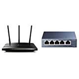 TP-Link Archer C7 AC1750 Router Wireless, Wi-Fi Dual Band 1300 Mbps + 450 Mbps, 5 Porte Gigabit & TL-SG105 Switch ...
