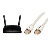 TP-Link Archer MR600 Router 4G+ Cat6 300Mbps, Wi-Fi AC1200 Dual Band & Amazon Basics Cavo di rete Ethernet RJ45 Cat7e, ...