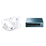 TP-Link TL-PA7017 Kit Powerline, AV1000 Mbps su Powerline, 1 Porta Gigabit, Plug and Play & LS105G Switch Ethernet 5 Porte ...