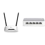 TP-Link TL-WR841N N300 Router Wi-Fi 300 Mbps a 2.4 GHz, 5 10/100M Porti, 2 5dBi Fixed Antenne, Wireless On/Off, Power ...