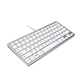 TRIXES Mini Tastiera con Filo USB Tastiera Sottile Layout USA Argento e Bianco - Plug And Play - Compatta e ...