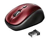 Trust Yvi Mouse Wireless, Mause Senza Filo, 800/1600 DPI, 8m di Portata Wireless, Microricevitore USB Riponibile, PC/Laptop/Mac/Chromebook - Rosso