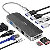 TSUPY Hub USB C 10 in 1 Design del Tessuto Adattatore USB C HDMI 4K VGA 4 USB Ethernet PD ...