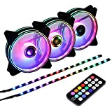 Ubanner DS 120 MM Rainbow RGB Case Ventole per PC Case, Torre Piena, Torre Centrale,LED Fans (3 pz Ventole LED ...