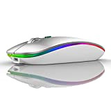 Uiosmuph G12 Mouse Wireless Ricaricabile, 2,4G Ultra Sottile Mouse Silenzioso Portatile Ottico Senza Fili con Nano Ricevitore e Tipo-c 3 ...