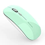 Uiosmuph Q5 Mouse Wireless Ricaricabile,Senza Fili Silenzioso 2,4G 1600DPI Mouse Portatile da Viaggio Ottico con Ricevitore USB per Windows 10/8/7/XP/Vista/PC/Mac(Mint ...