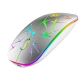 Uiosmuph U19 Mouse Wireless Ricaricabile, 2.4Ghz Mouse Wireless LED Multicolor Silenzioso Mouse Mouse Ottico Senza Fili con Ricevitore Nano USB ...