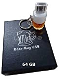 UK A2Z® - Chiavetta USB a forma di bicchiere da birra, 64 GB, con scatola di cartone (in confezione regalo)