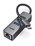 uni Adattatore da USB C a Ethernet 3 Porte, Hub USB C/Thunderbolt 3 con RJ45 Gigabit Ethernet, Compatibile con MacBook ...