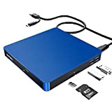 Unità CD DVD esterne, USB 3.0 & Type C Masterizzatore Portatile Esterno per CD DVD con Lettore di Schede SD ...