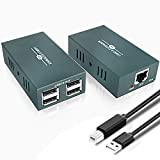 USB 2.0 Extender, Extender USB over Ethernet Cat 5e/6/7 trasmissione 50 m/165 ft, USB Lan Extender UTP, Estensore USB Rj45 ...