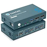USB 3.0 KVM Switch DisplayPort doppio monitor, 4K@60 Hz,DisplayPort KVM Switch 2 monitor, 2 PC 2 Switch monitor, DP 1.2, ...