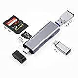 USB 3.0 Lettore di Schede SD/Micro SD(TF), Adattatore SD/Micro SD/USB C/USB 3.0/ OTG in Allumino, Type C Card Reader Compatibile ...