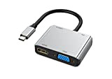 USB C a HDMI e VGA Adattatore, Hub 4 in 1 Adattatore Tipo C, 1080P VGA, USB 3.0, Type C ...