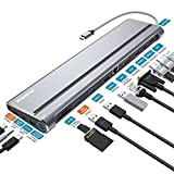 USB C Docking Station Dual Monitor,14 in 1 Triple Display USB C Dock Con 4k@60Hz HDMI, DP, VGA, Gigabit Ethernet, ...