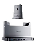 VAYDEER Supporto Mac Mini, Mac Mini Verticale Supporto, Dock Station 8 in 1 con Adattatore di Alimentazione, Porte USB 3.0/Hub ...