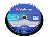 Verbatim BD-R Blu Ray Disc 50 GB, 6X, Dual Layer Recordable, Confezione da 10