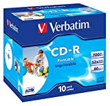 Verbatim CD-R Recordable disk inkjet Printable Cased 52 x Speed 80 min 700 MB ref 43325 [Pack 10]