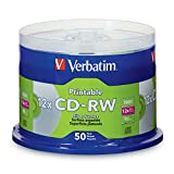 Verbatim CD-RW 80MIN 700MB 2X-4X DataLifePlus Silver Inkjet Printable 50pk Spindle