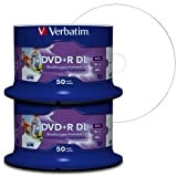Verbatim Dvd Double Layer Dvd+R DL 8.5 GB / 240 min 8X, Full Printable White No ID, 100 Pezzi in ...