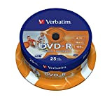 Verbatim® - DVD-R Full Printable Mandrino scrivibile monouso, 4,7 GB, 16 x (25 pezzi), 1 confezione da 25 pezzi