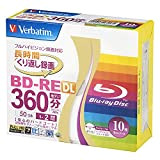 Verbatim Mitsubishi 50GB 2x Speed BD-RE Blu-ray Re-Writable Disk 10 Pack - Ink-jet printable - Each disk in a jewel ...