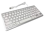 Vetrineinrete® Mini tastiera bianca con attacco usb layout italiano leggera e compatta 28.5 x 12 cm per computer laptop notebook ...