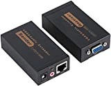 VGA Extender VGA a RJ45 2 pezzi 100m, Amplificatore Splitter Video Ricevitore Trasmettitore Cavo Ethernet con Supporto Audio Mittente Ricevitore ...