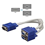 VGA Splitter Cable, 15 Pin 1 Male to 2 Female Y Adapter Monitor Converter Cable for PC Video Computer TV ...