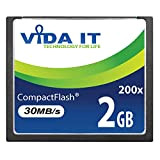 Vida IT 2GB Compact Flash CF 200X Scheda di Memoria Alta Velocità, 30MB/s, IDE 50 pin per Canon EOS 10D ...