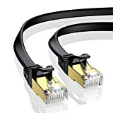 VOIETOLT CAT7 Cavo Ethernet 30M, Gigabit AltaVelocità piatto LAN Cavo di Rete - STP Schermatura RJ45 Nero Cavo Internet per ...