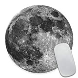 Wasach Moon - Tappetino per mouse rotondo, motivo: luna grigia, con gomma, 20 cm
