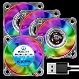 WINSINN 4010 - Ventola USB a LED a colori da 40 mm, cuscinetto idraulico senza spazzole 40 x 10 mm, ...