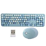 Wireless Keyboard,Unique design keyboard, mechanical keyboard,retro design,104 Key,Keyboard and Mouse Set,Cute Keyboard,For office/home,For computer,Game keyboard,For birthday gift(BLU)