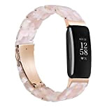 Wongeto Compatible with Fitbit Inspire 2 & Inspire/Inspire HR Bands for Women Girls, Resin Wristband Strap with Stainless Steel Buckle ...
