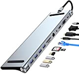 Wowssyo USB C Hub 11 in 1,Adattatore USB C per MacBook Pro/Air, HDMI 4K VGA PD 100W Ethernet SD/TF Audio ...
