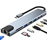 Wowssyo USB C Hub 8 in 1, Alluminio Adattatore USB C per MacBook Pro/Air, RJ45 Ethernet, 4K HDMI, Lettori SD ...