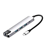 Xmiral Heat-5in1 Hub USB Tipo C 4K Hdmi USB C Adattatore LAN RJ45 Gigabit Ethernet (16 x 12 x 2cm,Argento)